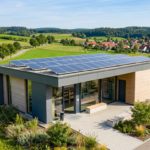 Moderner Smart Store auf dem Land mit Photovoltaikanlage für mehr Nachhaltigkeit und Energieeffizienz.