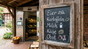 Moderner SB-Hofladen für 24/7 Selbstvermarkter-Store zur Direktvermarktung von regionalen Produkten.